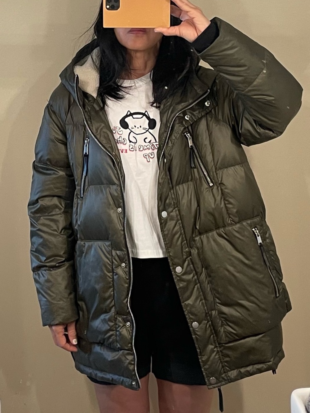 Haven Olive Green Down Puffer Jacket